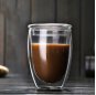 Hot sale drinkware double wall coffee tea mugs glass cups with bamboo glass lid and straws